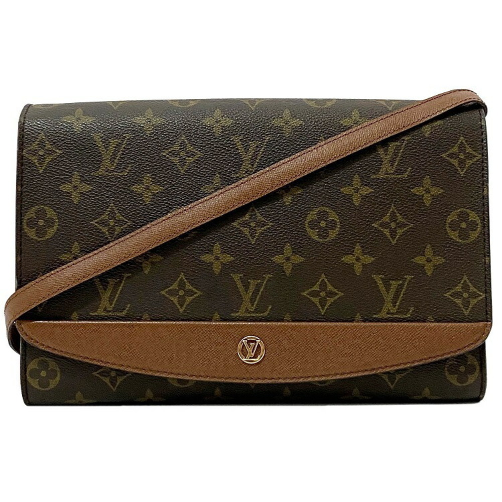 Louis Vuitton Shoulder Bag Bordeaux Red Brown Circle Flap Clutch All over